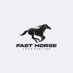 fast running horse silhouette logo vector illustration design