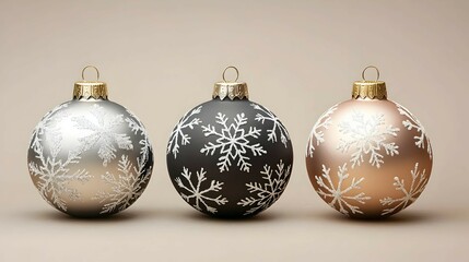 Elegant Christmas Baubles with Snowflake Patterns