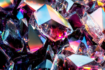 Glittering Crystal Shard Background with Radiant Sparkles and Prismatic Reflections for Elegant Designs