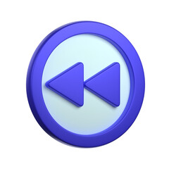 fast backward button in 3d illustration or Icon for music player