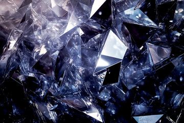 Glittering Crystal Shard Background with Radiant Sparkles and Prismatic Reflections for Elegant Designs