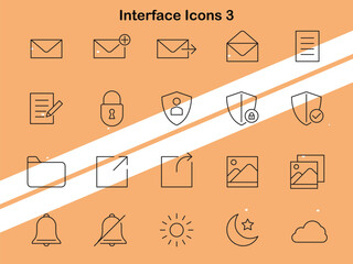 Set of interface icons showcasing web and mobile design elements suitable for tech and software themes.