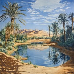 Obraz premium Landscape with desert oasis