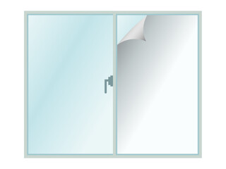 フィルム（防犯フィルムや遮熱フィルム、目隠しフィルムなど）を貼った窓のイラスト