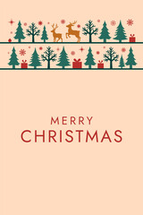 Christmas Tree Card with Forest, Reindeer, and Presents