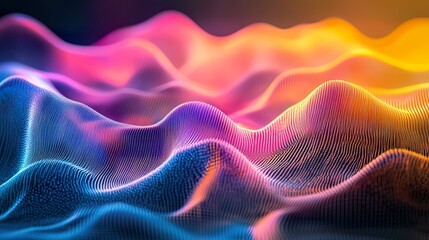 Fototapeta premium A holographic backdrop of abstract, colorful waves flowing in an immersive, endless loop