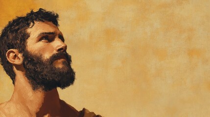 Minimalistic yet captivating portrait of John the Baptist the renowned prophet and precursor to Jesus Christ depicted in a serene wilderness setting filled with spiritual contemplation and devotion