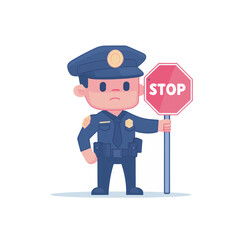 traffic police holding stop sign