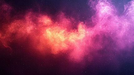 Naklejka premium A stunning cosmic nebula displaying vibrant colors of purple and pink against a dark starry background in the vastness of space