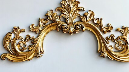 A golden, ornate frame sits atop a white wall, adding a touch of elegance to the room - Powered by Adobe