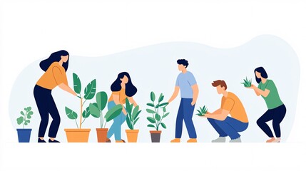 Friends Collaborating on a Community Garden Project