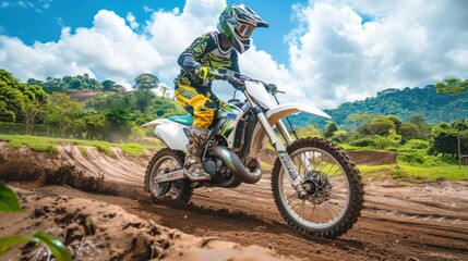 Obraz premium Dirt Bike Rider on a Track