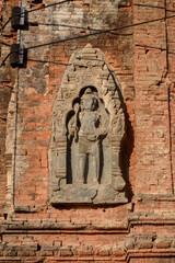 Bas-relief Sculpture at Prasat Lolei, Siem Reap, Cambodia.