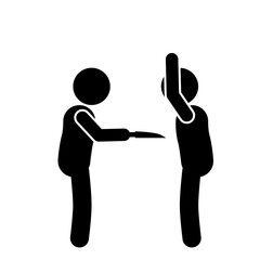 illustration of a crime involving sharp weapons and firearms