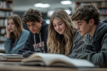 High school students studying, Generative AI