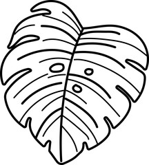 Leaf black and white. Vector illustration.