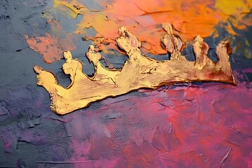 Golden crown on the water background. 3d render illustration.