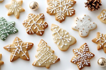 Christmas cookies on white background.
