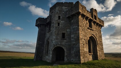 The archer tower is beautifully illuminated at night