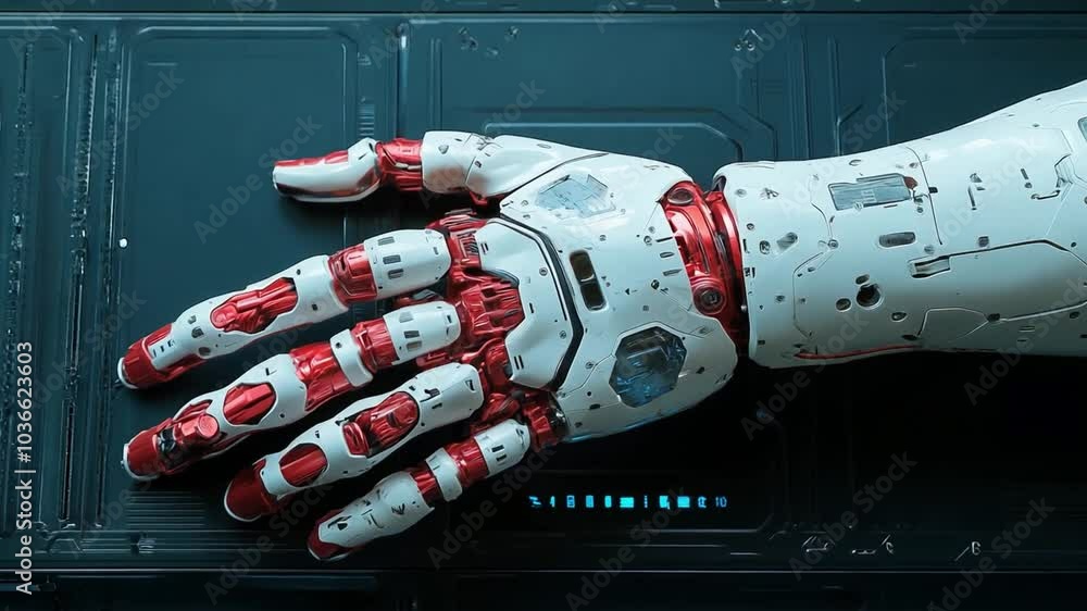 Poster This robotic hand showcases advanced design features, highlighting engineering and innovation. Prosthesis