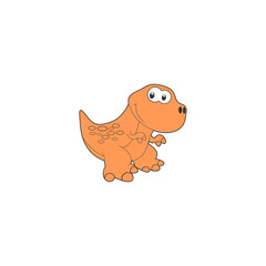 Cute dinosaur cartoon icon isolated on transparent background