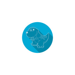Cute dinosaur cartoon icon isolated on transparent background