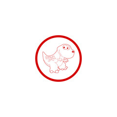 Cute dinosaur cartoon icon isolated on transparent background