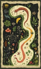 Worm and insects in a garden.