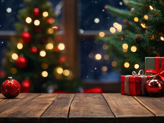 A serene Christmas background with twinkling lights and festive cheer.