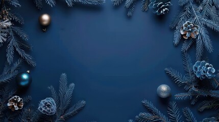 Elegant Blue Christmas Ornament Background