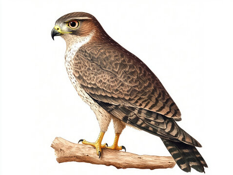 Focused Sparrowhawk Perched, Capturing Its Intense Hunting Gaze