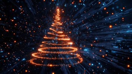 Spiral Christmas Tree in Data-Inspired Artwork Display