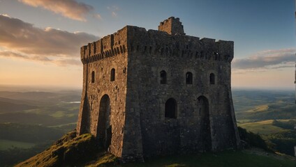 The archer tower is surrounded by lush, thriving greenery