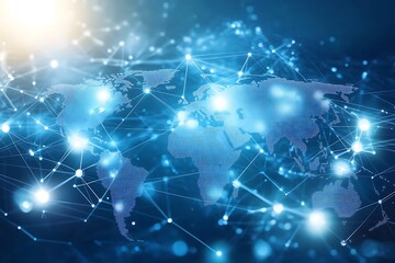 Obraz premium Abstract background with world map, global communication concept