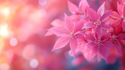 Obraz premium A soft pink maple leaf in autumn with a blurred background. An autumn park background with light red leaves. Concept for the season. Background of autumn leaves.
