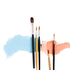Fototapeta premium artist paint brushes in minimal style on empty background and simple look