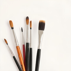 Fototapeta premium artist paint brushes in minimal style on empty background and simple look
