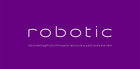 Digital font, cyber alphabet made future style