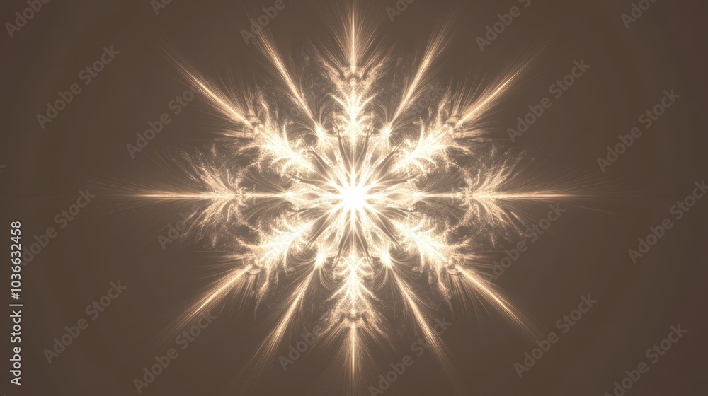 Aufkleber Intricate geometric patterns resembling glowing snowflakes radiate light, creating a mesmerizing spectacle in a dark setting. Generative AI
