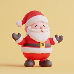 Obraz premium Santa Claus with cheerful smile and hat art style.