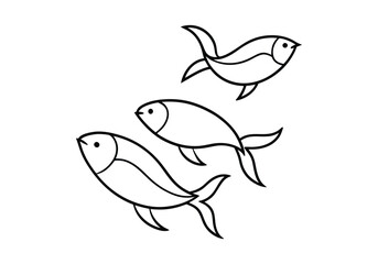 Minimalist Continuous Line Art of a School of Fish – Ocean Vector Design