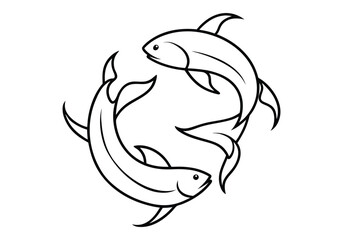 Minimalist Continuous Line Art of a School of Fish – Ocean Vector Design