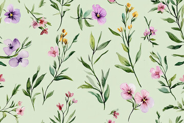 watercolor flowers seamless pattern background