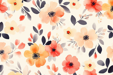 watercolor flowers seamless pattern background