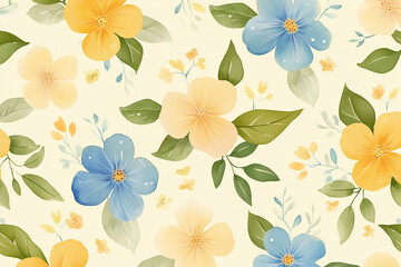Obraz premium watercolor flowers seamless pattern background