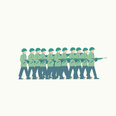 Naklejka premium soldiers marching vector illustration