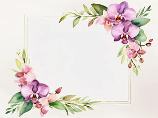 Fototapeta premium Elegant wedding invitation with soft watercolor flowers.