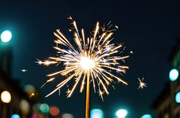 Obraz premium sparkler with busy city light background