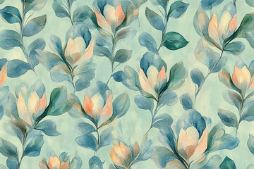 Fototapeta premium watercolor floral seamless pattern