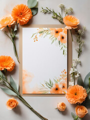 Soft watercolor floral wedding card with blank center.